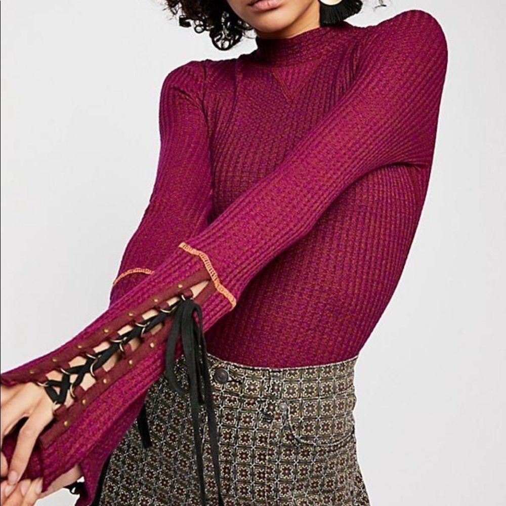 Free people mountaineer Maroon long sleeve nwot